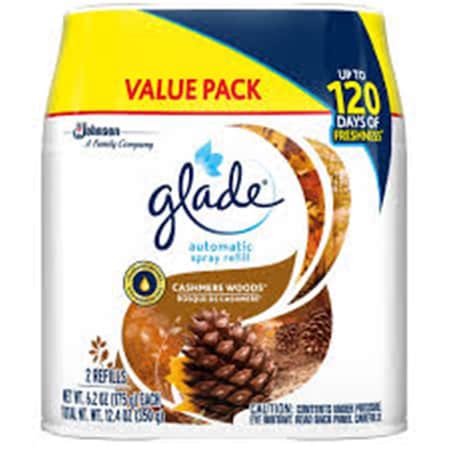 Glade 12.4 oz Automatic Spray Air Freshener Refill, Cashmere Woods, 2PK GL23310